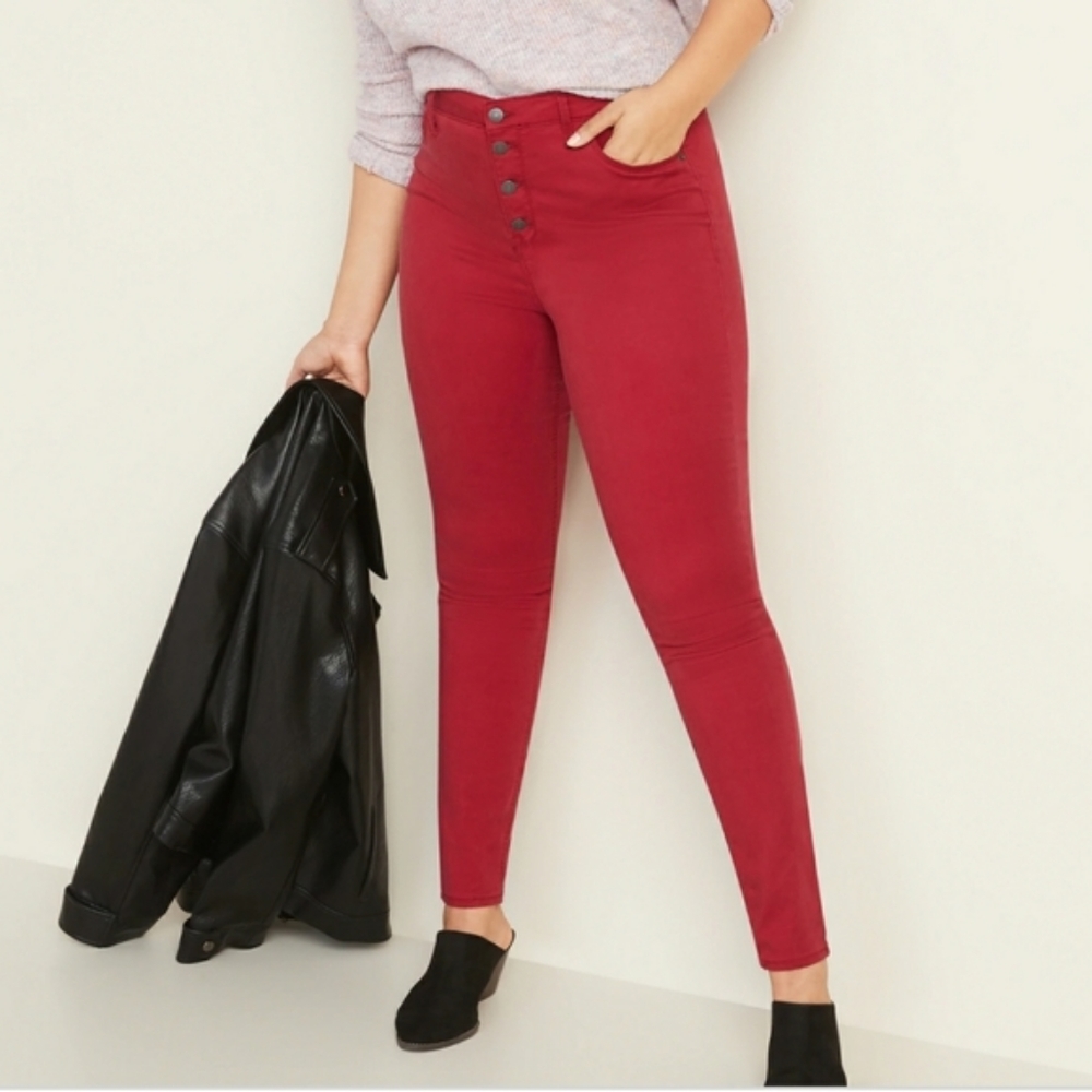 Old Navy red high waist skinny jeans sz 10